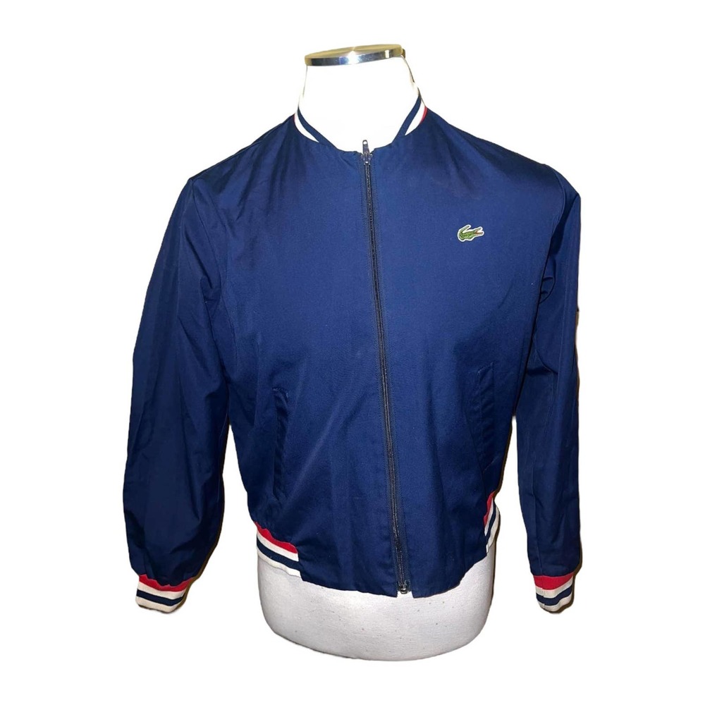 Lacoste Vintage Blue Zippered Bomber Jacket Size Large